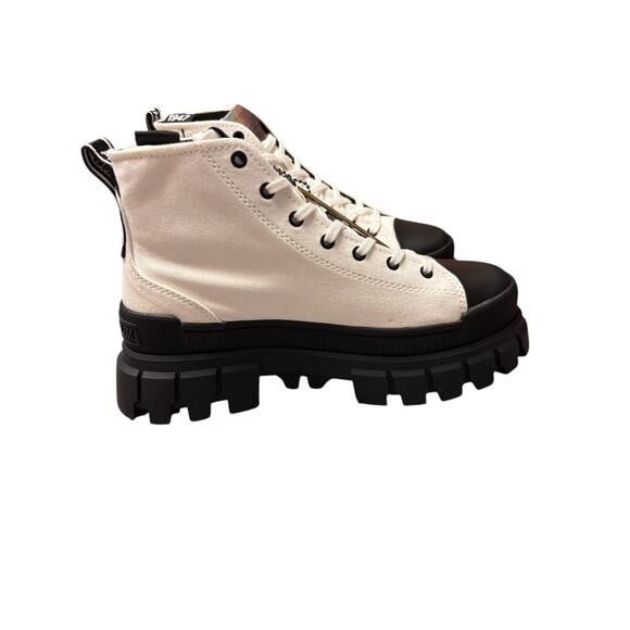 Palladium Pampa Hi Lug Canvas Boots White Black Women’s Size 8 - Picture 4 of 6